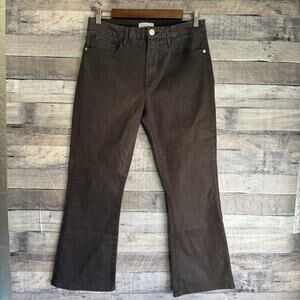 FRAME Women's Le Crop Mini Boot Coated Jean Brown Size 30 Pant Bootcut